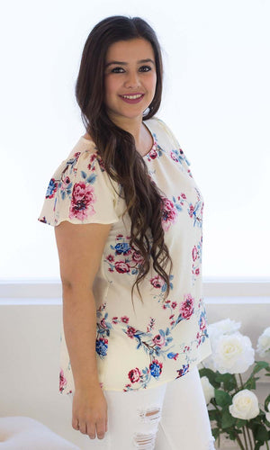 Capped and Belled Floral Blouse